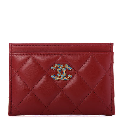 Chanel Lambskin Quilted Card Holder Red Multicolor 1 of 9