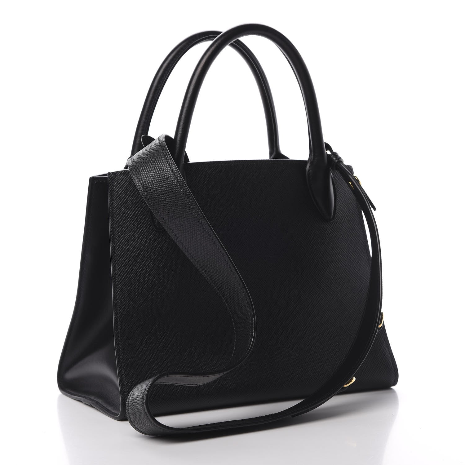 Prada Saffiano Cuir Calfskin Small Monochrome Top Handle Tote Black 4 of 11