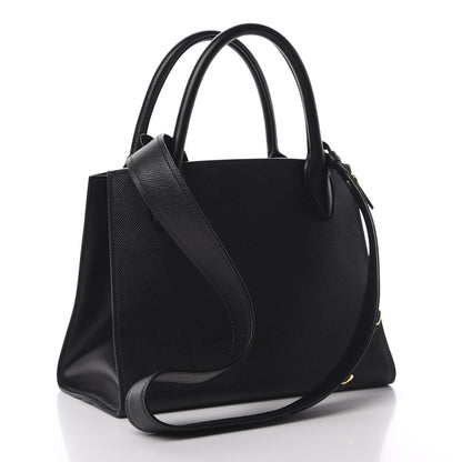 Prada Saffiano Cuir Calfskin Small Monochrome Top Handle Tote Black 4 of 11