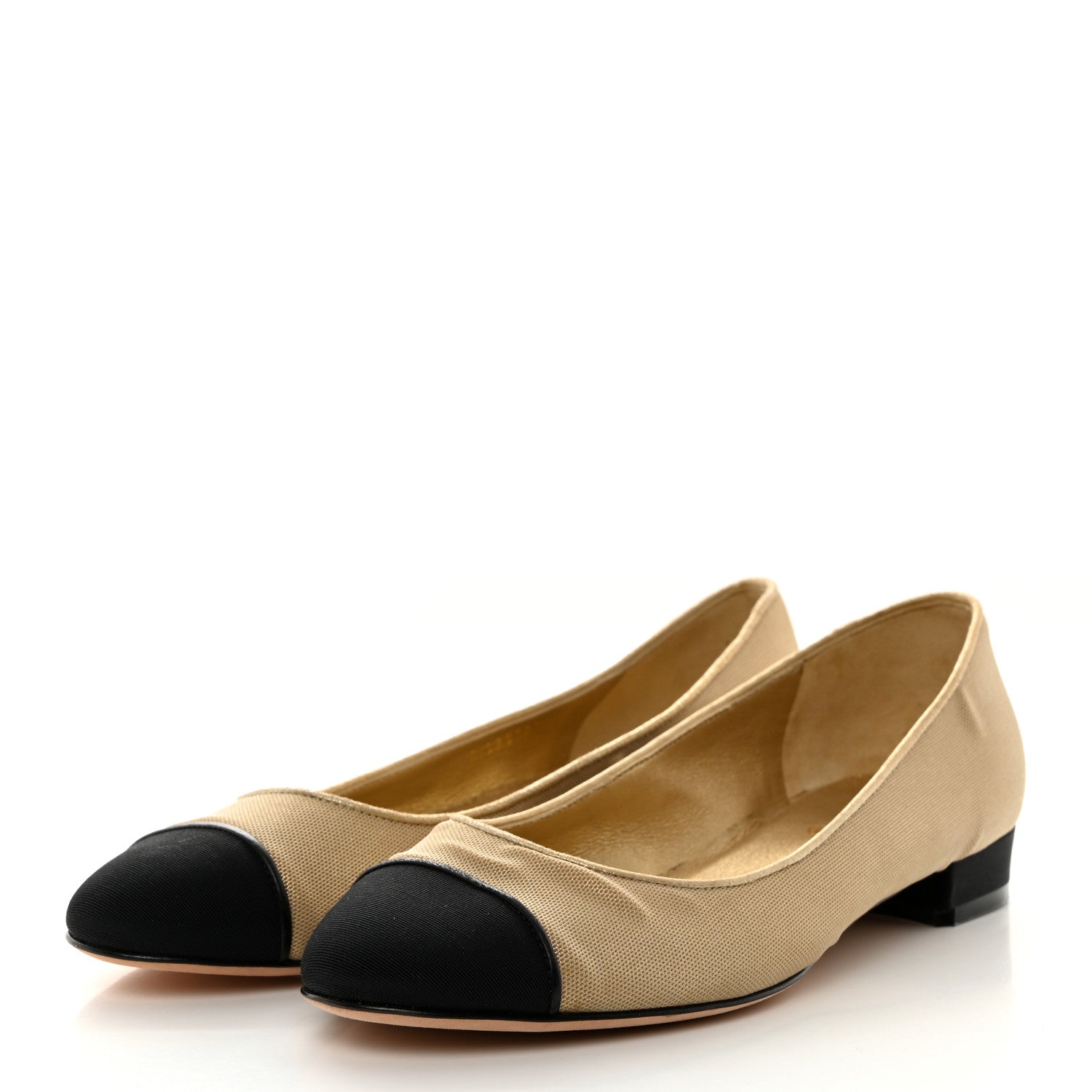 Chanel Grosgrain Cap Toe Ballerina Flats 40 Gold Black 3 of 8