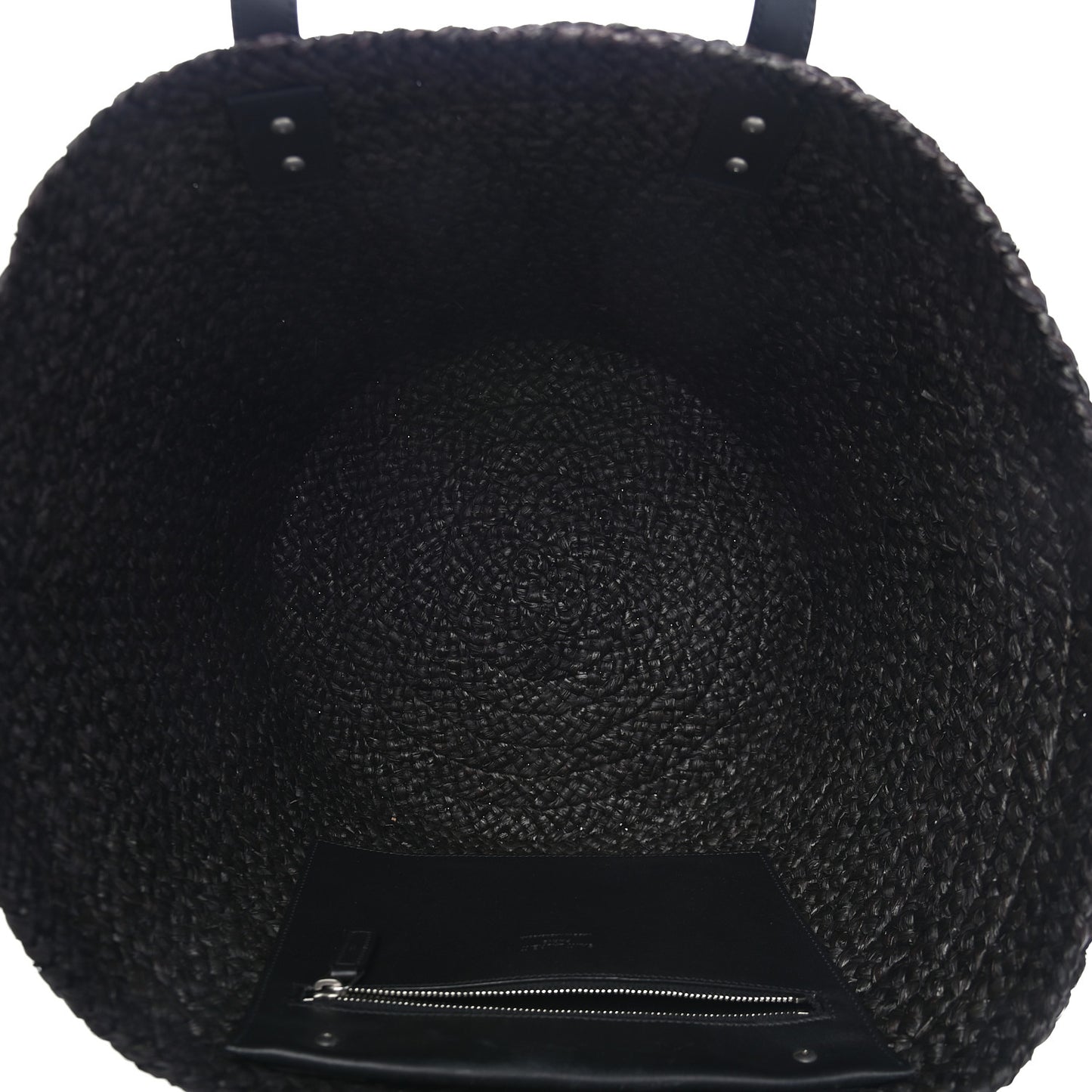 Raffia Medium Panier Bag Black