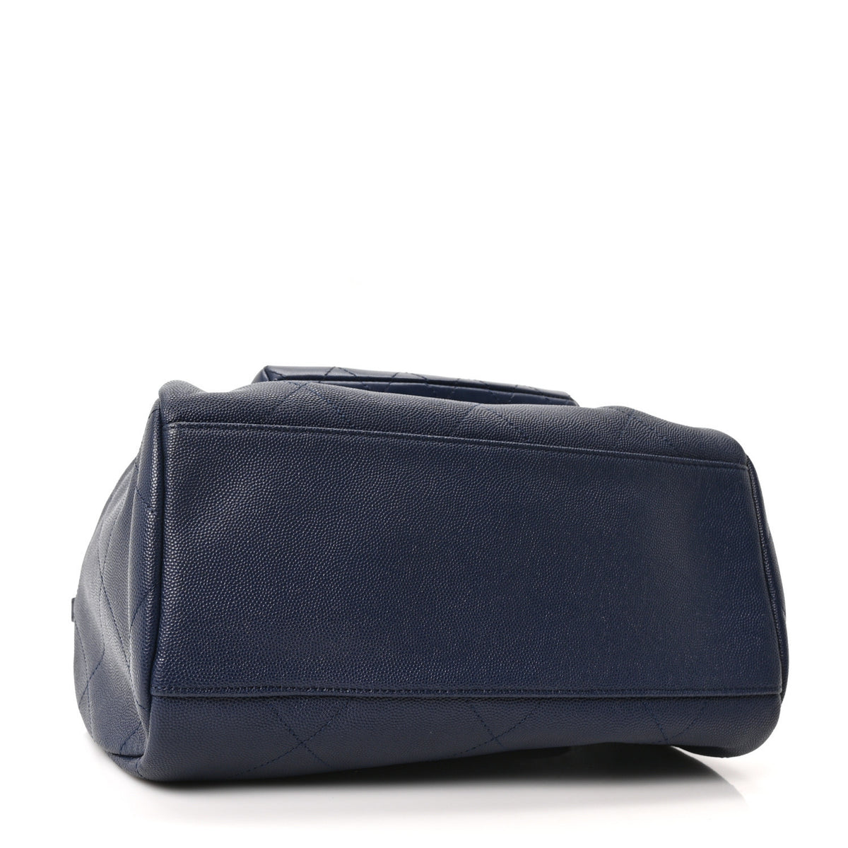 Chanel Grained Calfskin Lambskin Quilted Large Bowling Bag Blue 4 of 10