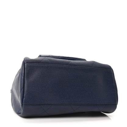 Chanel Grained Calfskin Lambskin Quilted Large Bowling Bag Blue 4 of 10
