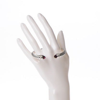 David Yurman Sterling Silver Diamond Pink Tourmaline 7mm Cable Classics Bracelet 2 of 5