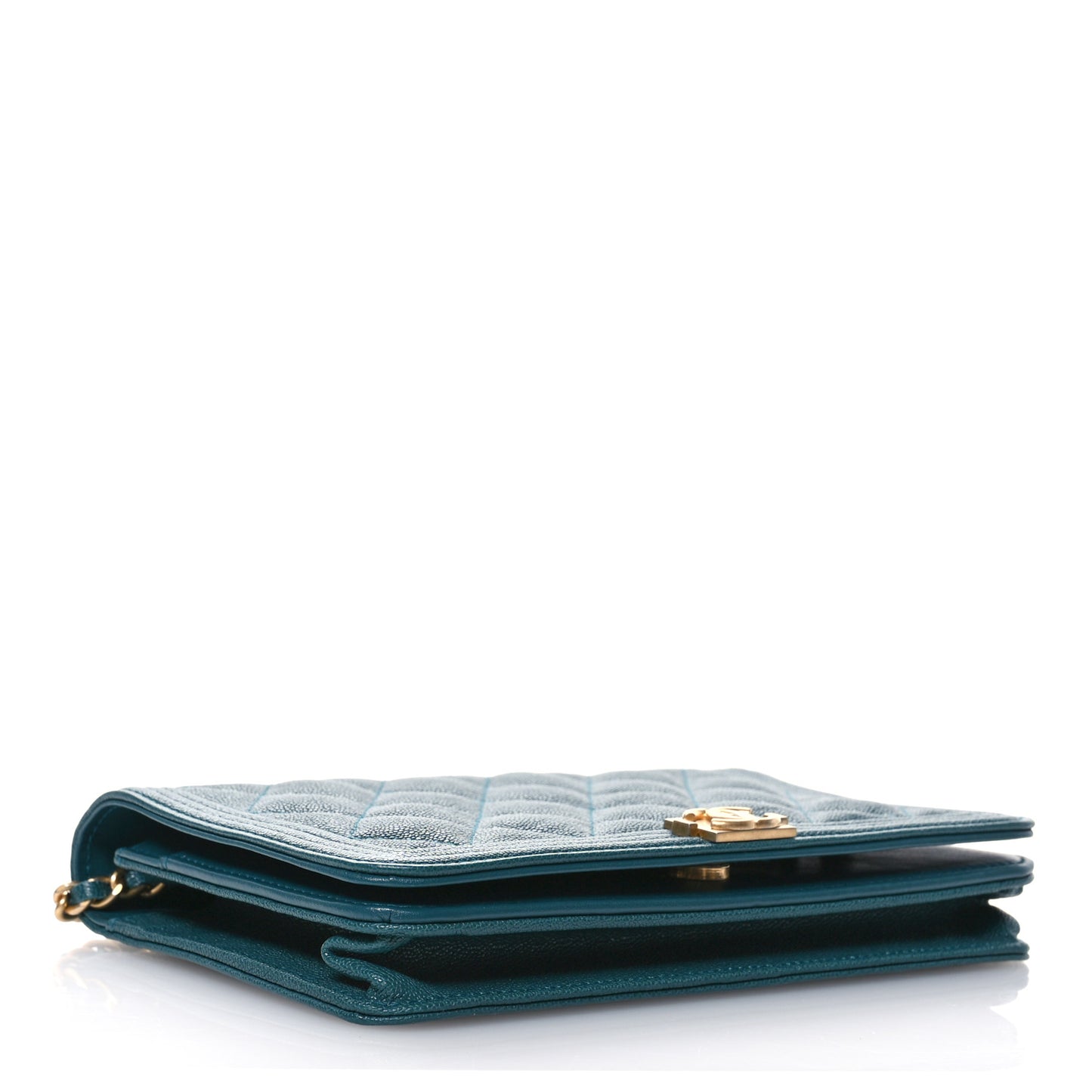 Caviar Quilted Boy Wallet On Chain WOC Teal