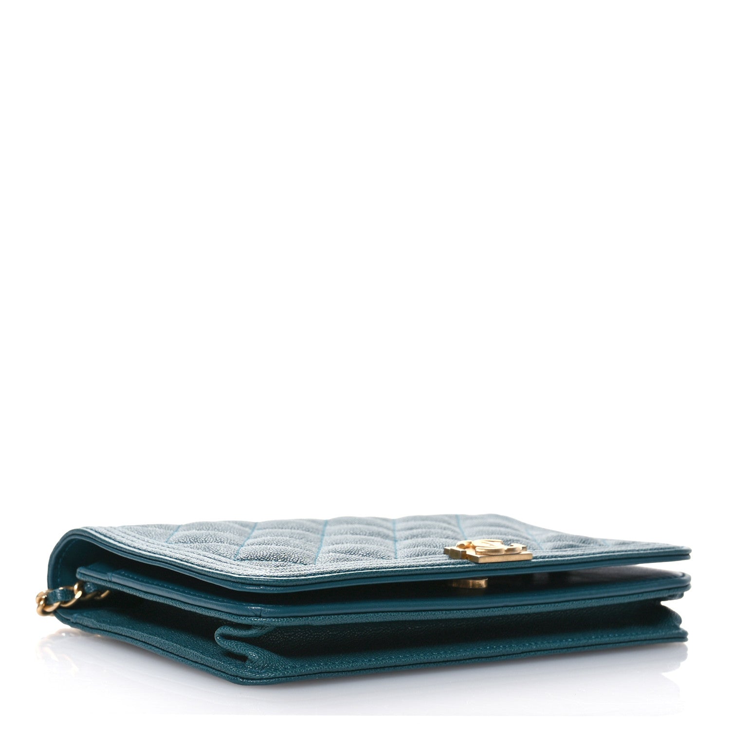Chanel Caviar Quilted Boy Wallet On Chain WOC Teal 4 of 12
