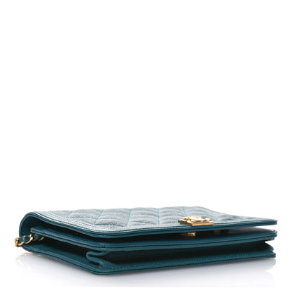 Chanel Caviar Quilted Boy Wallet On Chain WOC Teal 4 of 12