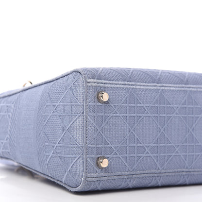 Christian Dior Canvas Embroidered Cannage Medium Lady D-Lite Blue 6 of 10