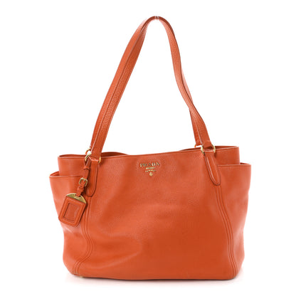 Prada Vitello Daino Side Pocket Tote Papaya 1 of 12
