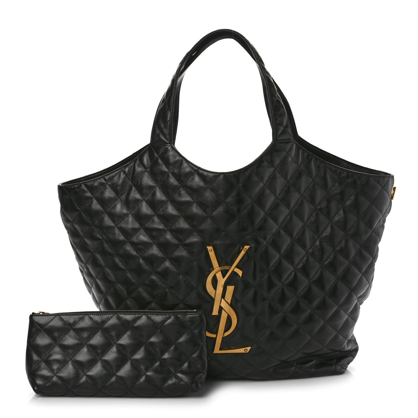 Lambskin Quilted Maxi Icare Shopping Tote Black
