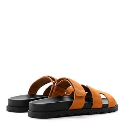 Hermes Suede Goatskin Womens Chypre Sandals 37 Naturel 4 of 10