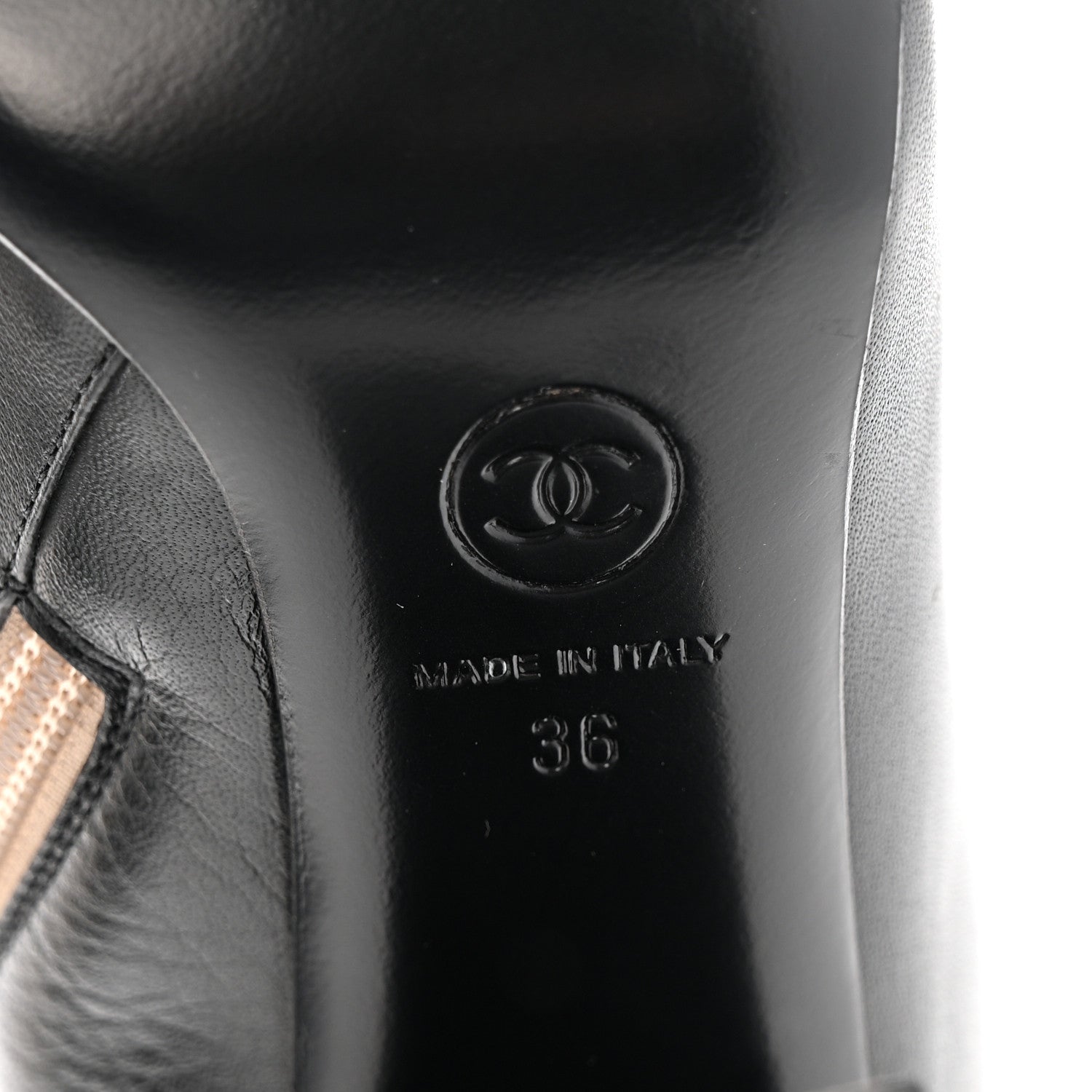Chanel Tumbled Calfskin CC Short Boots 36 Beige Black 9 of 12