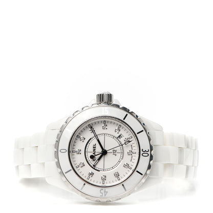 Chanel Stainless Steel Ceramic Diamond 33mm J12 Quartz Watch White 2 of 4