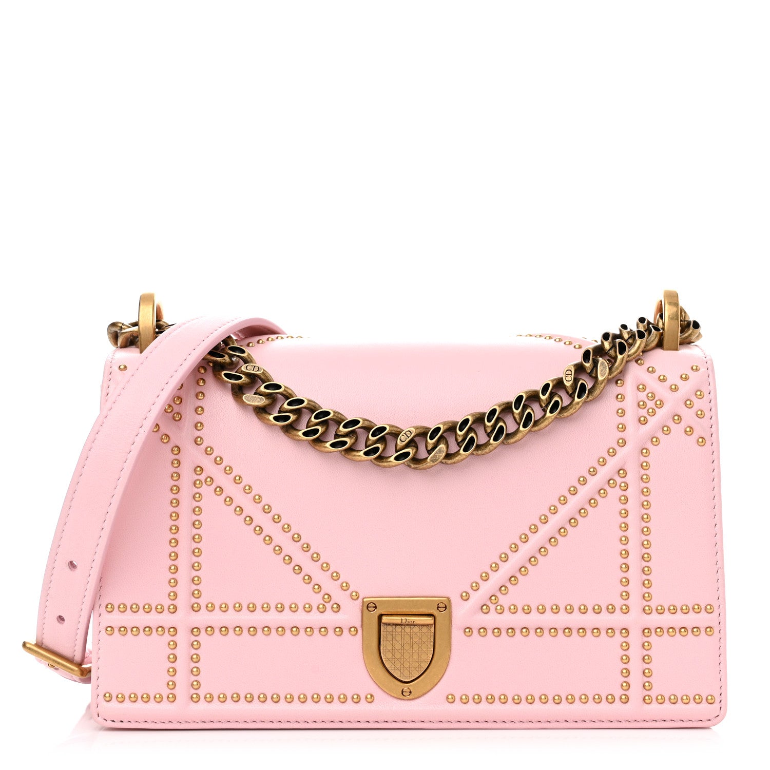 Christian Dior Lambskin Studded Small Diorama Flap Bag Baby Pink 1 of 11