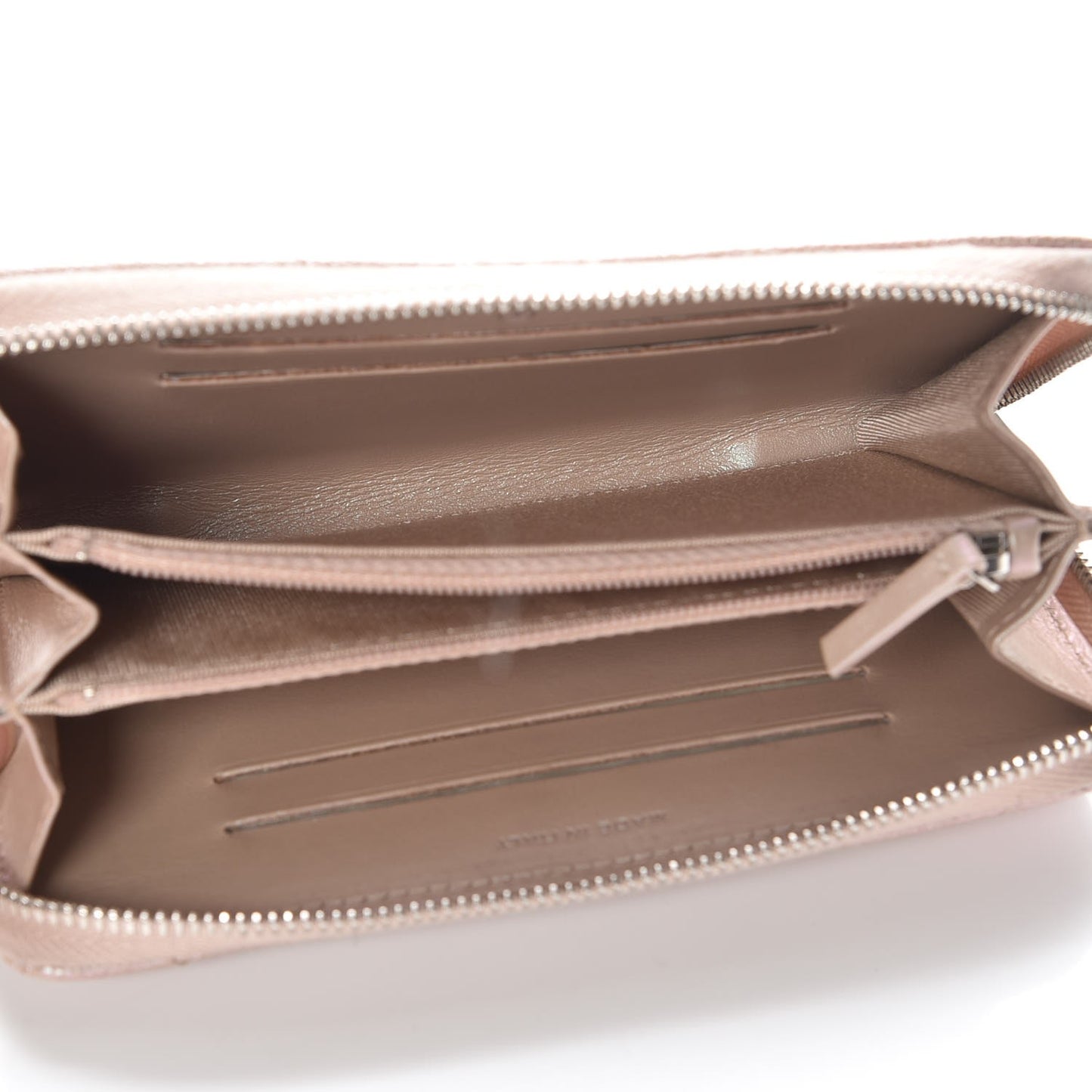 Metallic Caviar Chevron Quilted Small Zip Around Wallet Light Gold