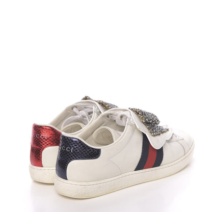Gucci Calfskin Ayers Web Womens Ace Bow Lace Sneakers 37 White 5 of 16