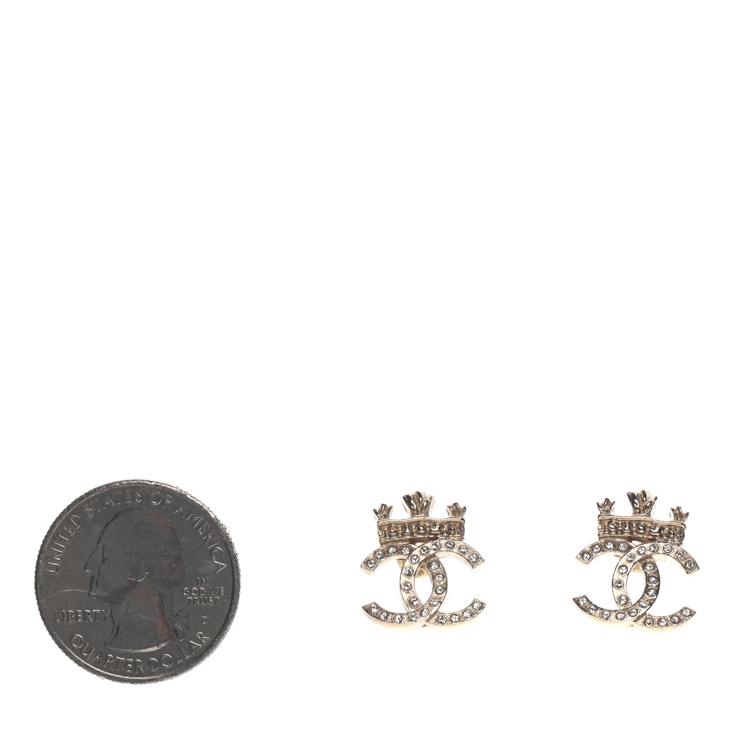 Crystal CC Crown Earrings Gold