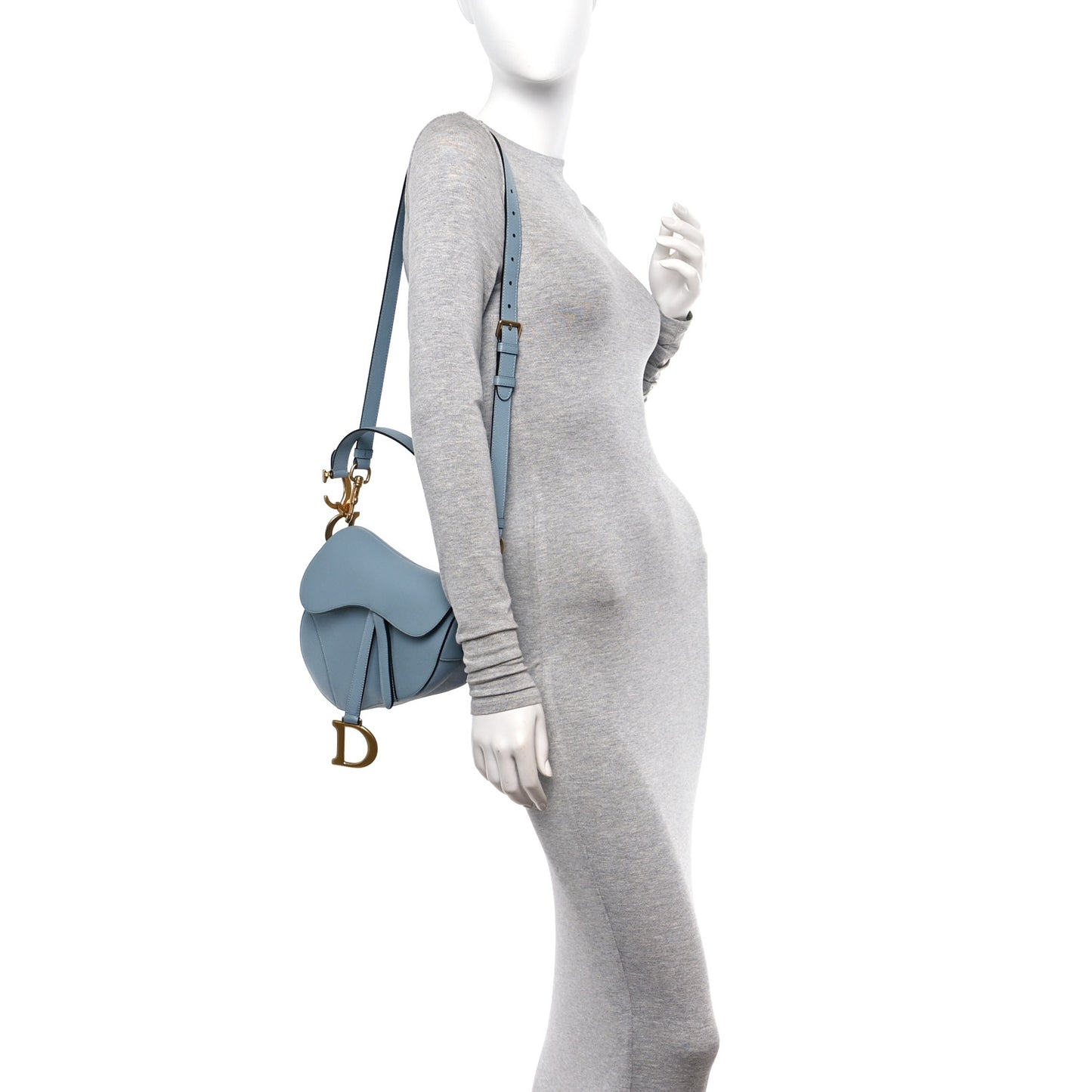 Grained Calfskin Saddle Bag Sky Blue