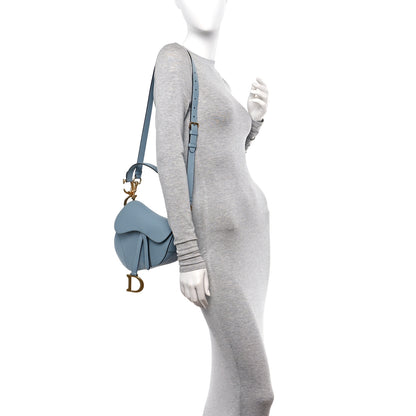 Christian Dior Grained Calfskin Saddle Bag Sky Blue 2 of 10