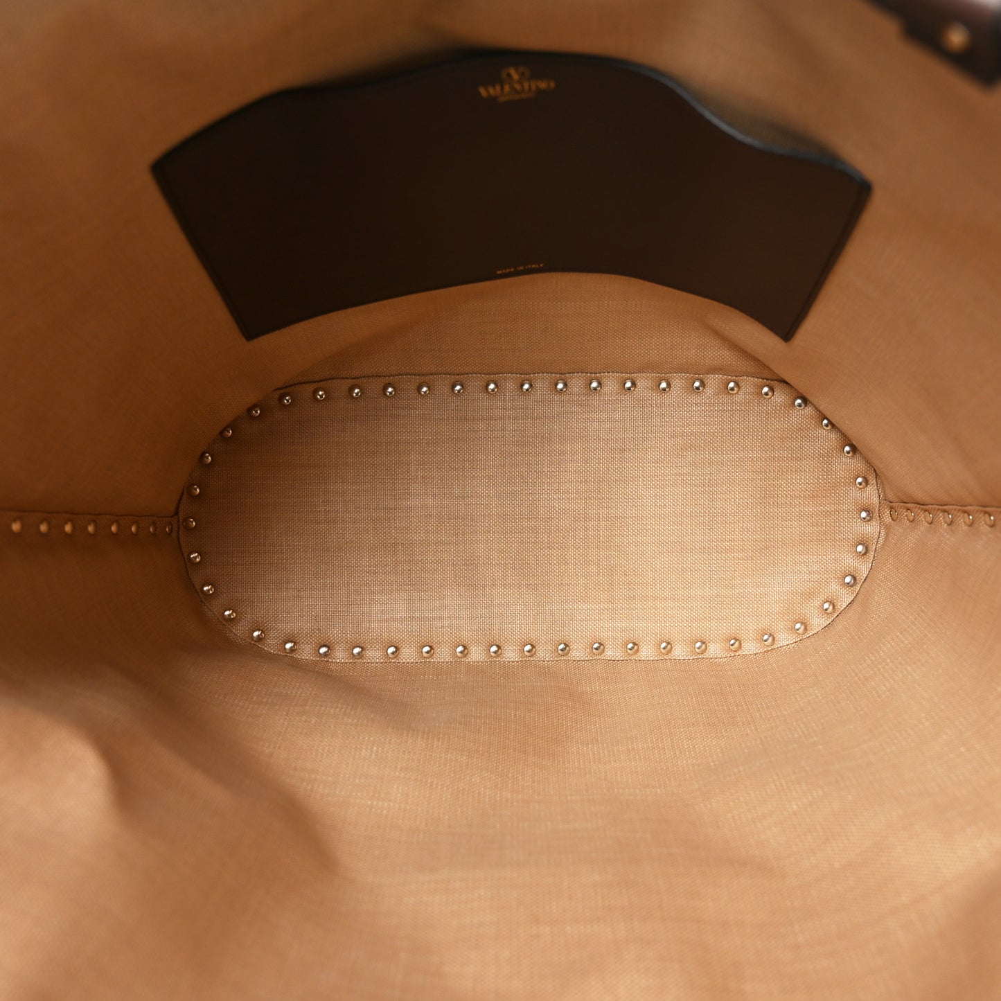 Synthetic Raffia Calfskin Rockstud Garden Tote Bag Tobacco Cacao