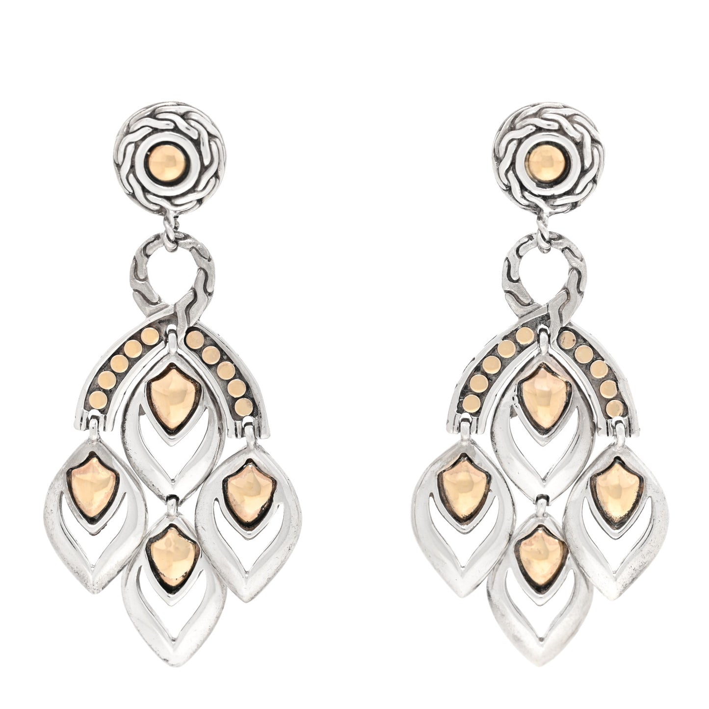 Sterling Silver 18K Yellow Gold Legends Naga Chandelier Earrings