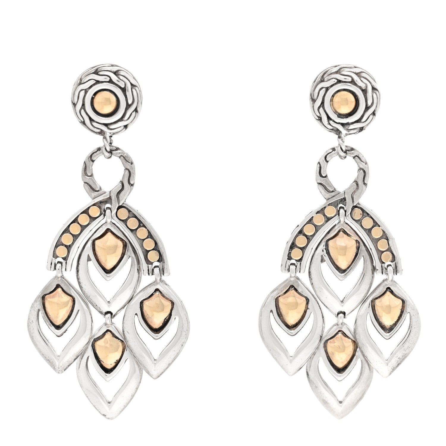 John Hardy Sterling Silver 18K Yellow Gold Legends Naga Chandelier Earrings 1 of 4
