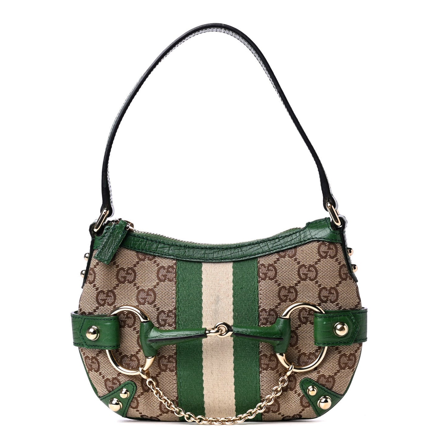 Monogram Web Horsebit Small Shoulder Bag Green