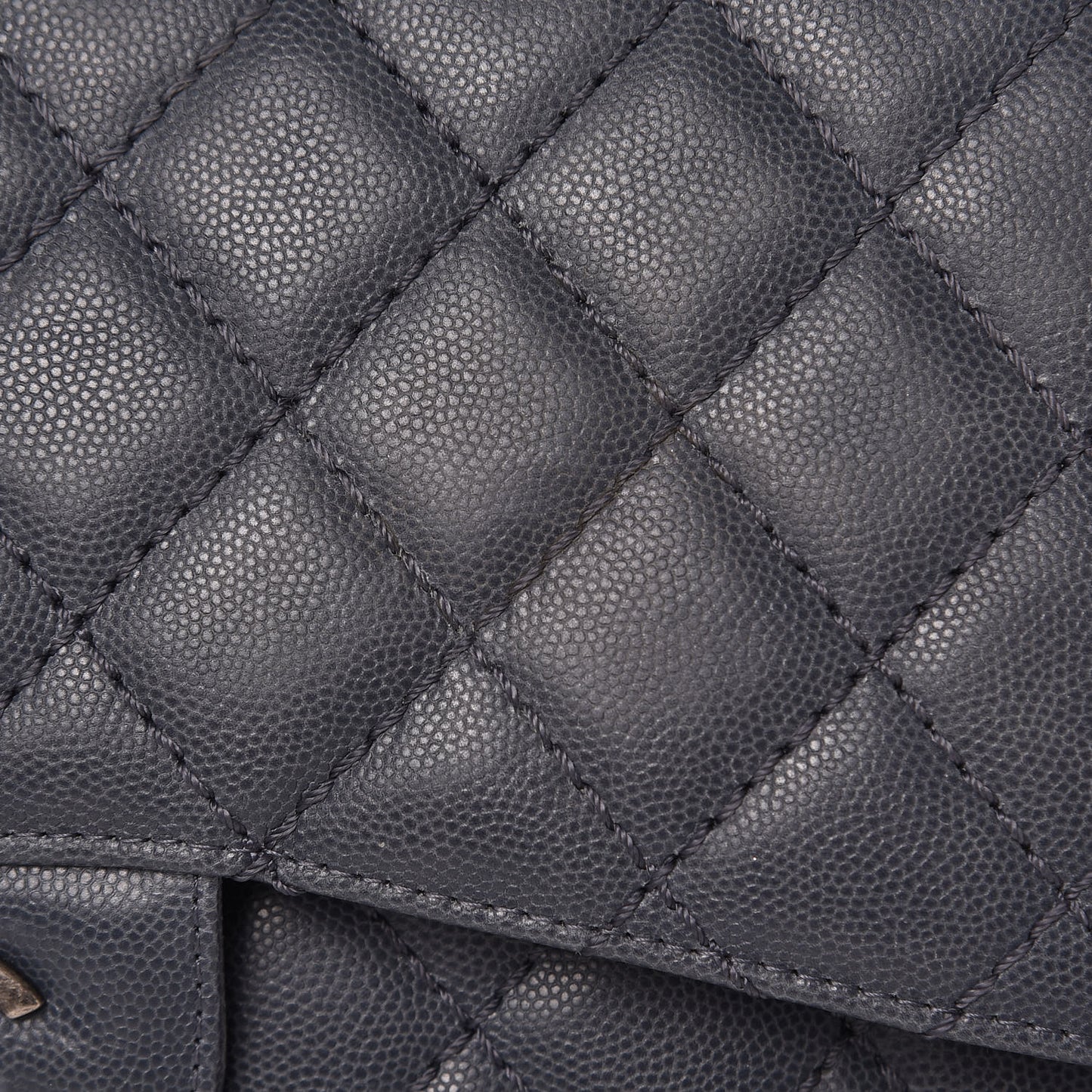 Caviar Quilted Jumbo Double Flap Dark Grey
