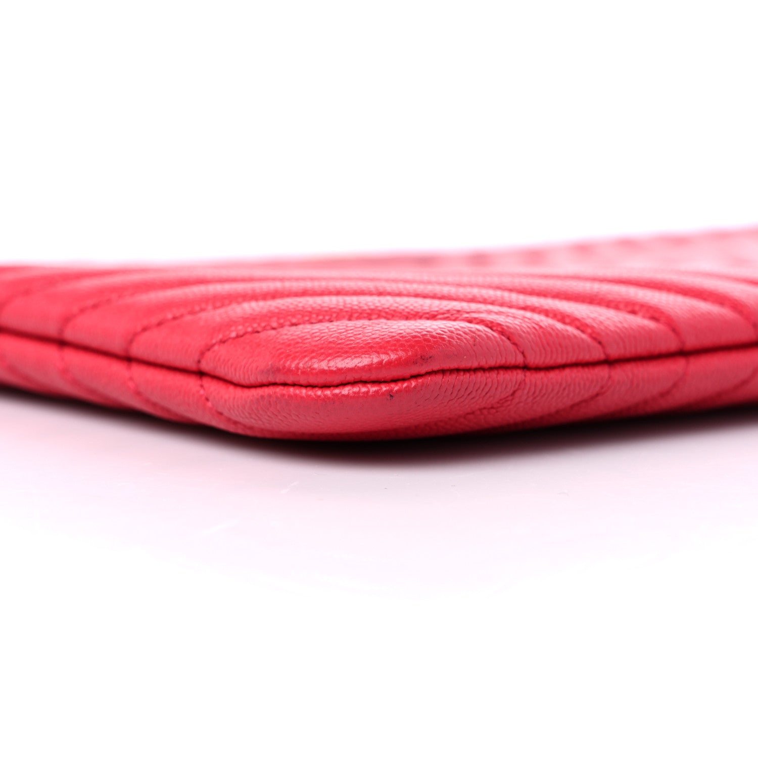 Chanel Caviar Chevron Quilted Large Cosmetic Case Red 9 of 11