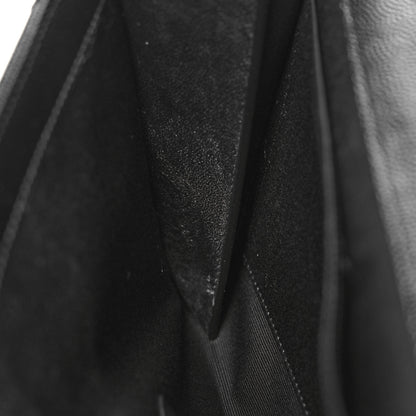 Saint Laurent Grain De Poudre Matelasse Chevron Monogram Envelope Clutch Black 10 of 11