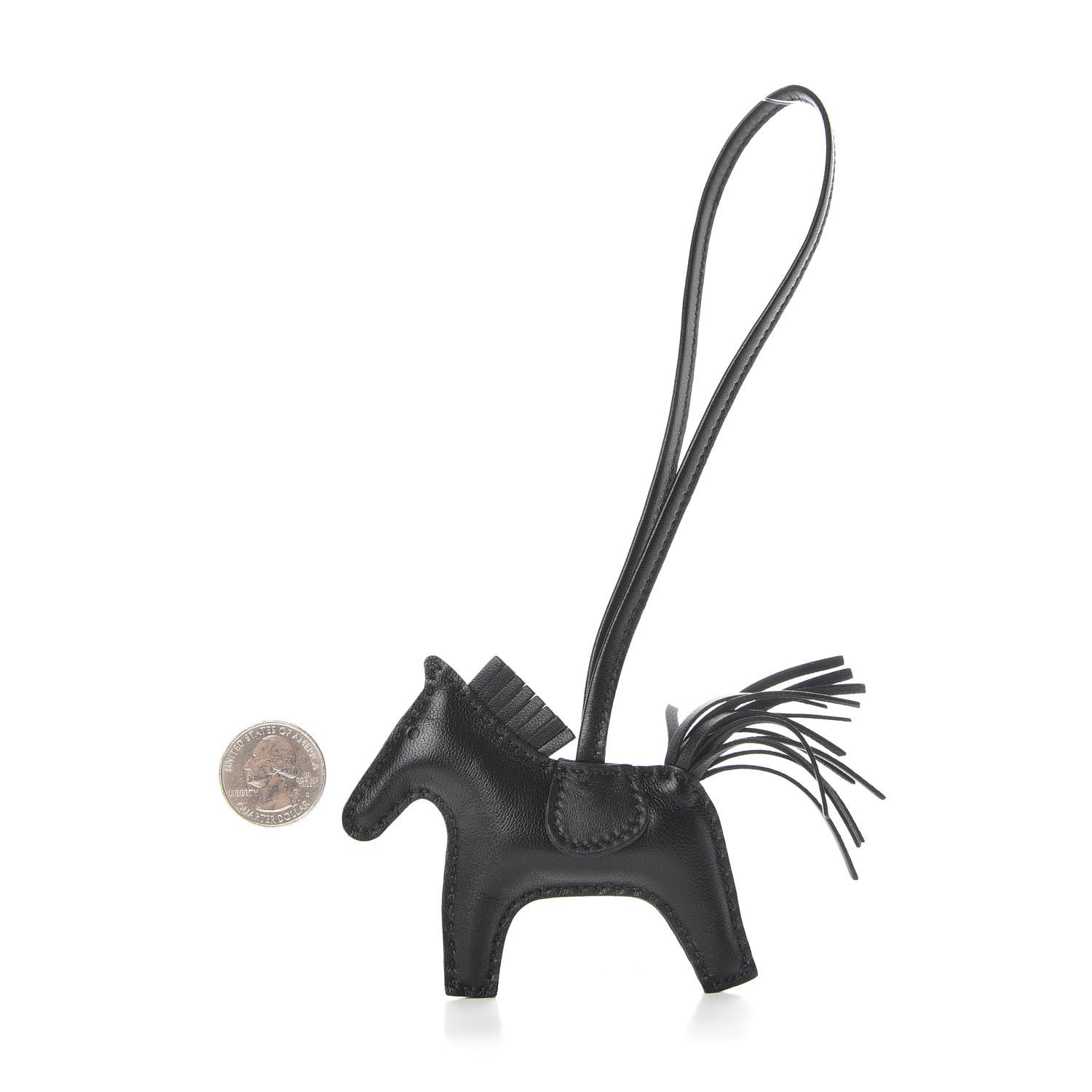 Hermes Milo Lambskin Grigri Rodeo Horse Bag Charm PM So Black 2 of 5