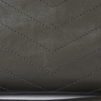Saint Laurent Vintage Calfskin Chevron Monogram Medium Nolita Olive Green 10 of 11