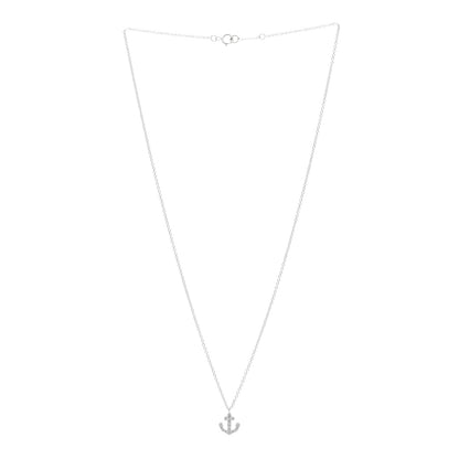 Tiffany 18K White Gold Diamond Mini Metro Anchor Pendant Necklace 3 of 4
