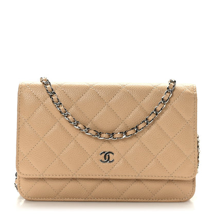 Chanel Caviar Quilted Wallet On Chain WOC Beige 1 of 9