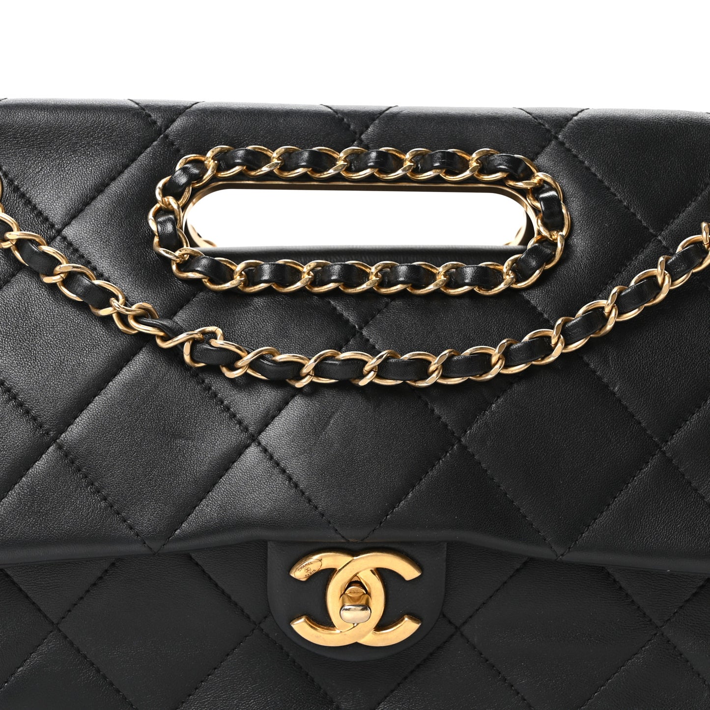 Lambskin A Real Catch Flap Bag Black
