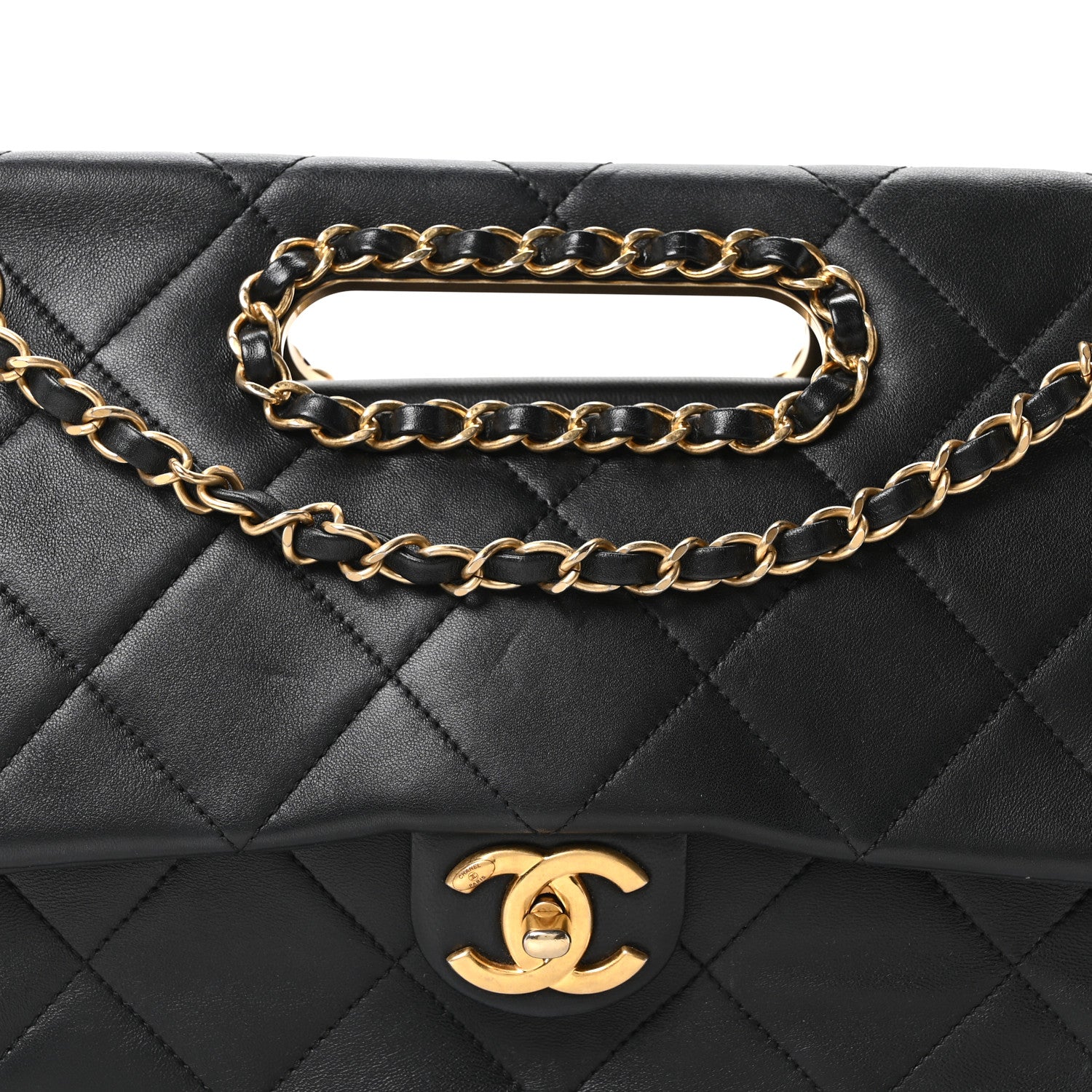 Chanel Lambskin A Real Catch Flap Bag Black 7 of 9