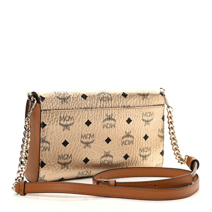 MCM Metallic Visetos Medium Millie Crossbody Bag Berlin Gold 3 of 9