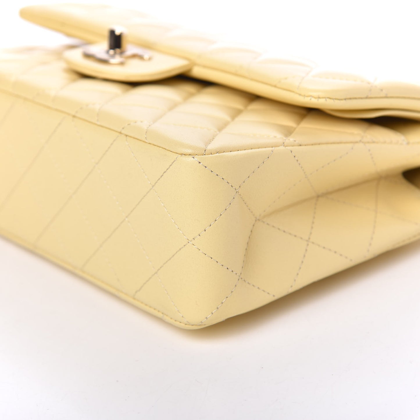 Lambskin Quilted Small Double Flap Yellow