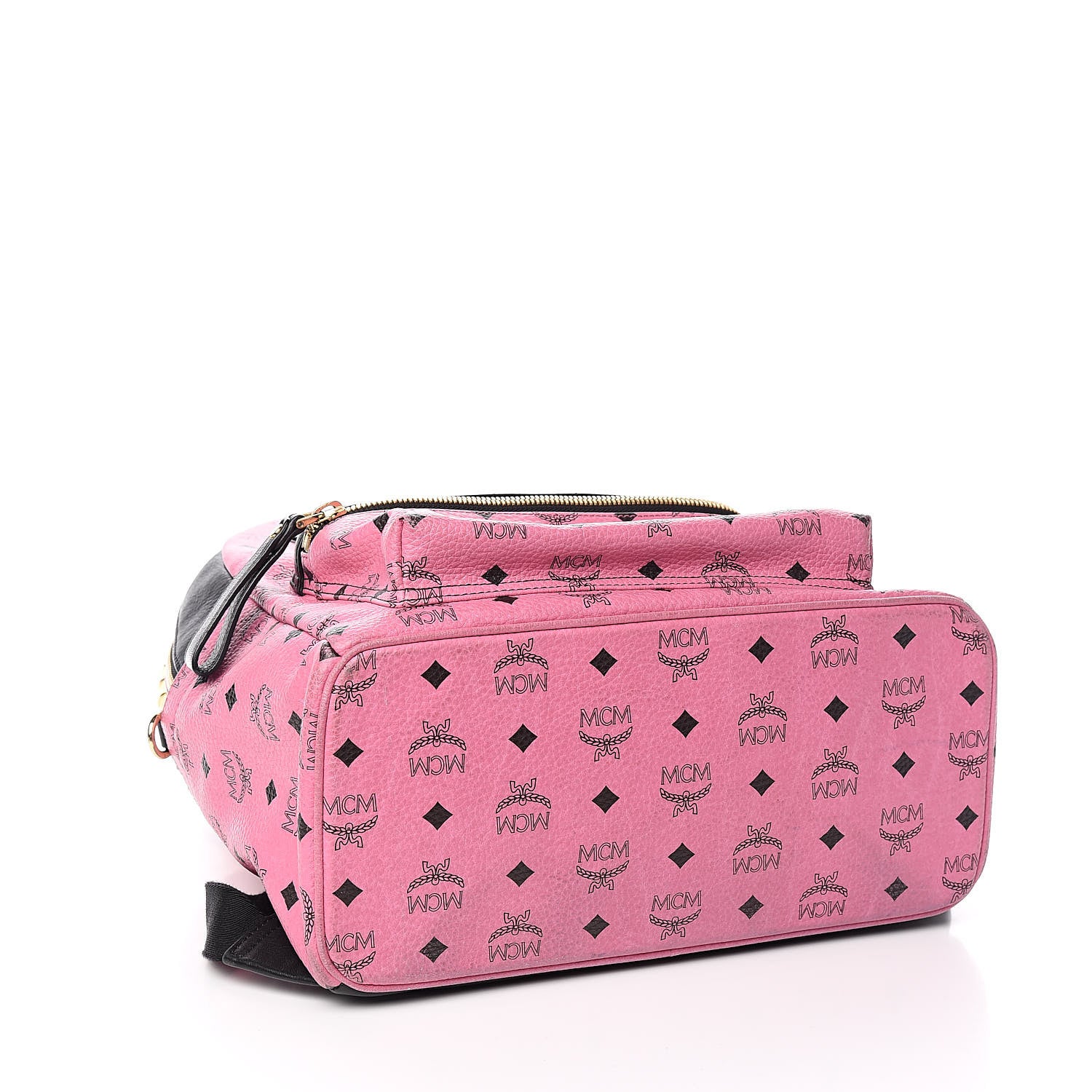 MCM Visetos Studded Colorblock Stark Brock Backpack Pink Black 4 of 16