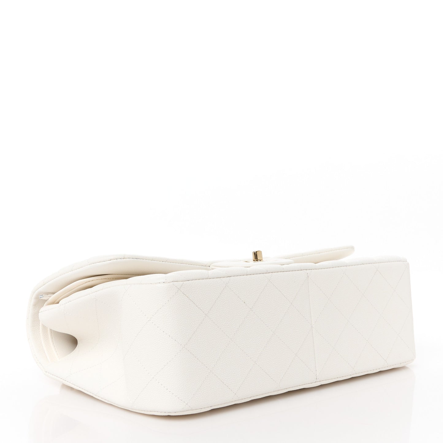 Caviar Quilted Jumbo Double Flap White