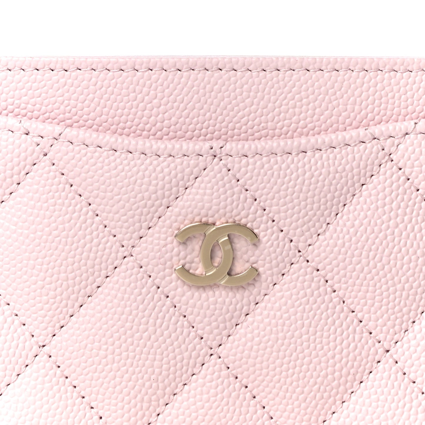 Caviar Quilted Card Holder Light Pink