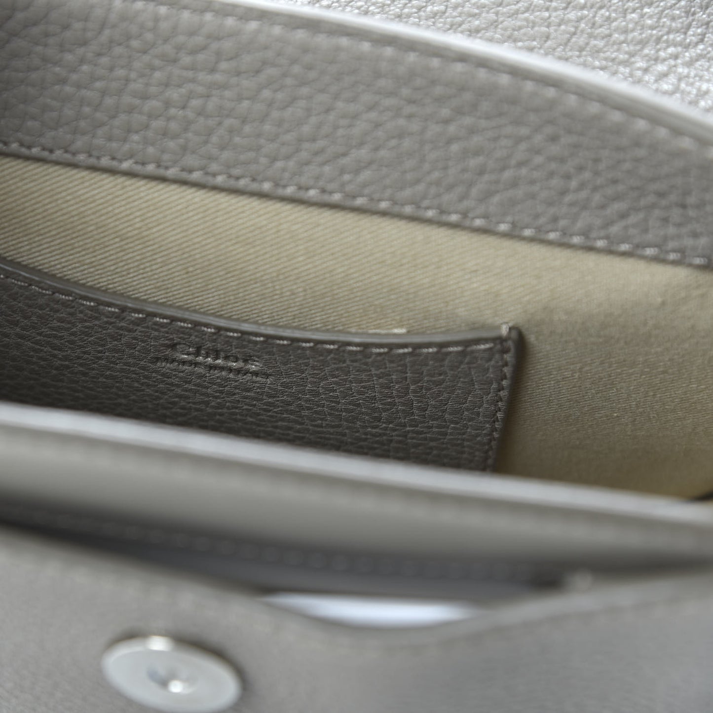 Grained Calfskin Small Tess Bag Motty Grey
