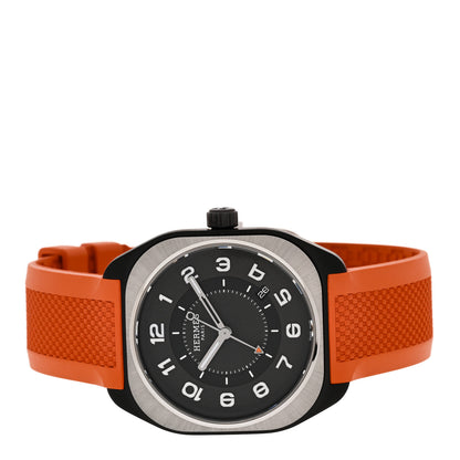 Hermes DLC Coated Titanium Rubber 39mm H08 Automatic Watch Orange 2 of 5