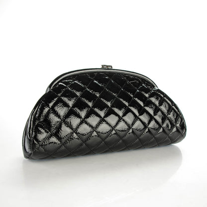 Chanel Distressed Patent Quilted Timeless Clutch Black 3 of 7