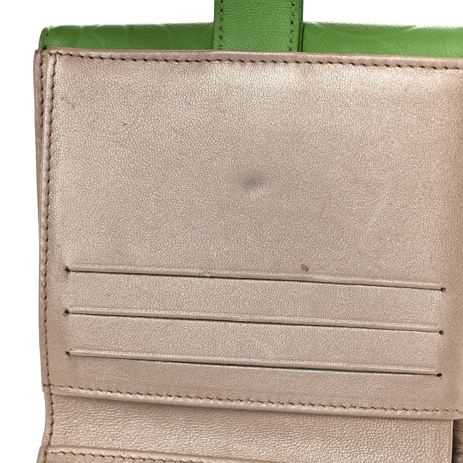 Chanel Lambskin Camellia Embossed Compact French Flap Wallet Green 19 of 21