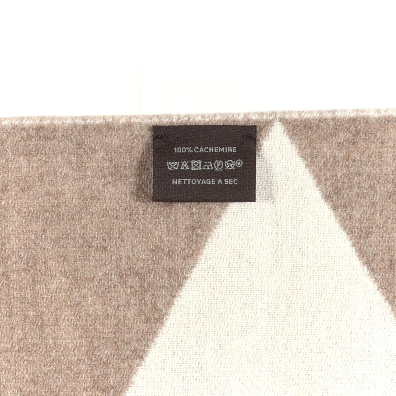 Hermes Cashmere Casaque Zig Zag Muffler Etoupe Ivory 4 of 4
