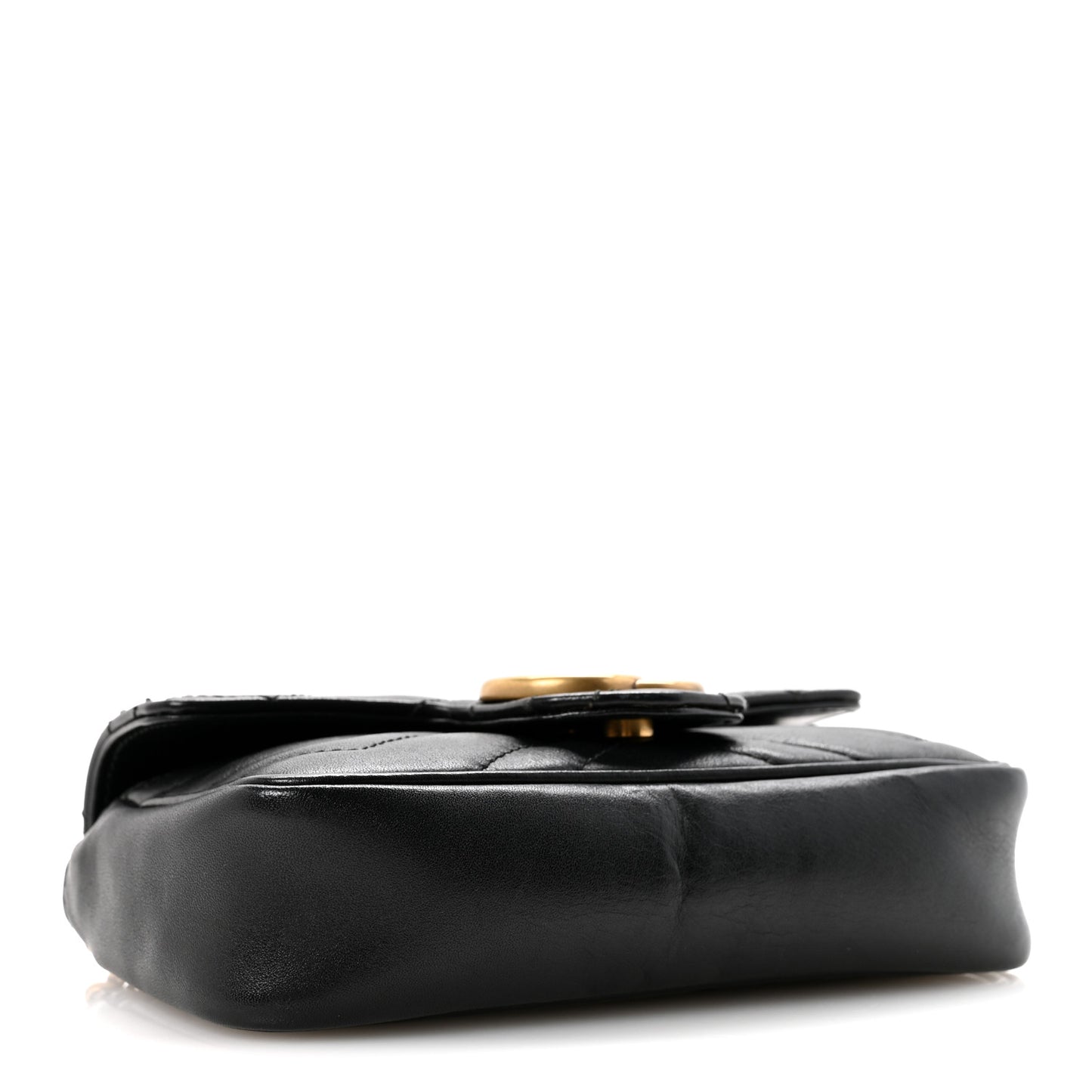 Calfskin Matelasse Super Mini GG Marmont Shoulder Bag Black
