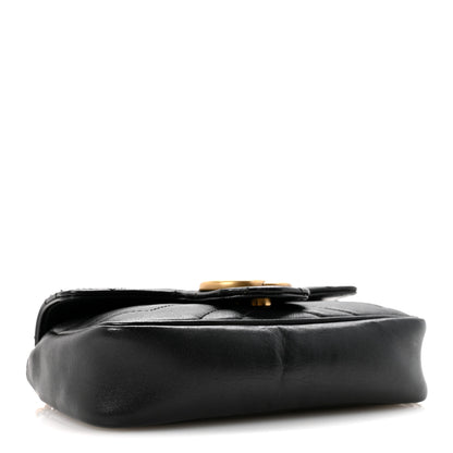 Gucci Calfskin Matelasse Super Mini GG Marmont Shoulder Bag Black 4 of 16