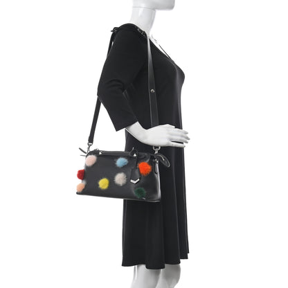 Fendi Vitello Dolce Mink Fur Pom Pom Medium By The Way Boston Bag Black Multicolor 2 of 10