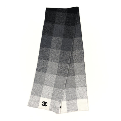 Chanel Cashmere Plaid CC Scarf Grey 2 of 4